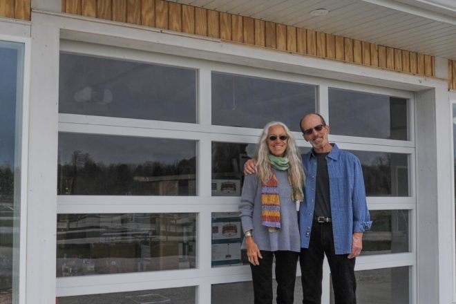 Dovetail Bar & Grill Owners Linda Hedeen-Wurster and Terry Wurster pictured outside one of the open-air windows at the new Dovetail Bar & Grill restaurant near Sister Bay, WI.